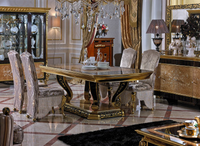 8 Chairs Set Dining room Designer Wood Chair Suite Antique Style Baroque Rococo